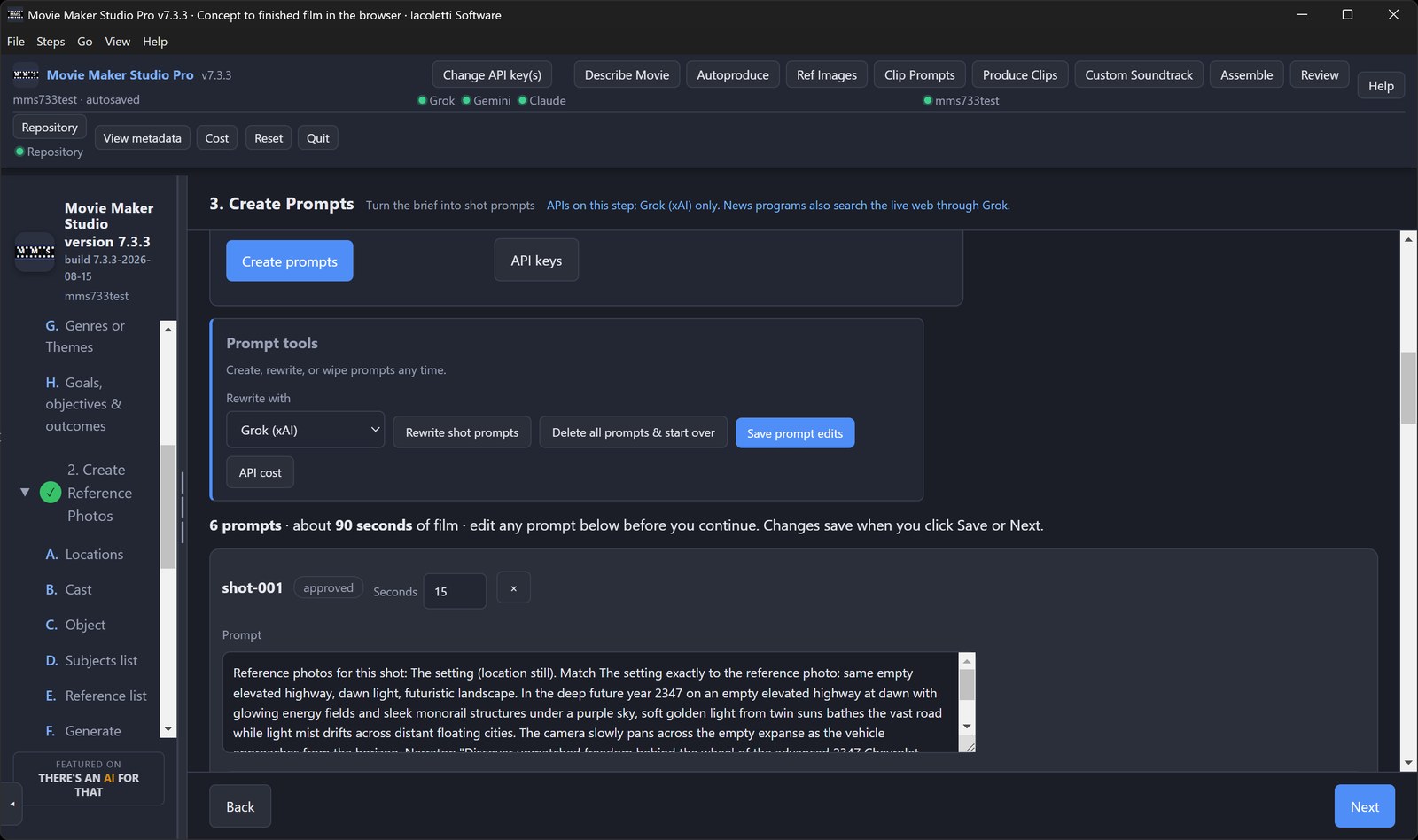 Every shot prompt is yours to read and edit before a single clip is generated.